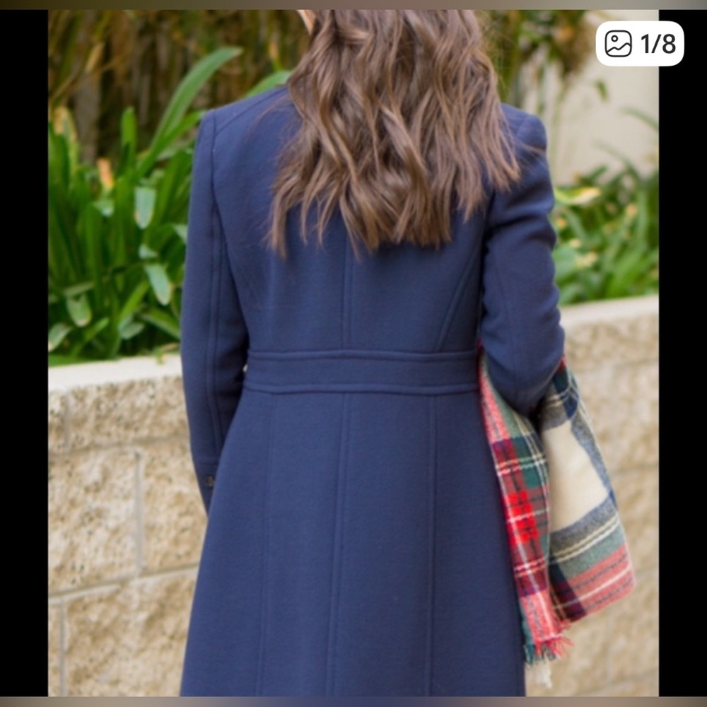 J. Crew Classic Lady Day Navy Blue Wool Blend Mid-Weight Coat Classic Old Money - Picture 4 of 15